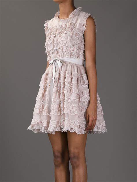 Lyst Red Valentino Ruffle Lace Dress In Pink