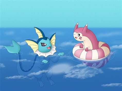 Vaporeon And Furret By Bigdaddydowney On Deviantart