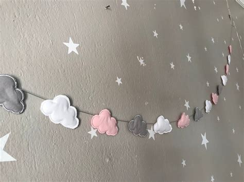 Cloud Nursery Garland Cloud Banner Pink Cloud Banners Pink Etsy