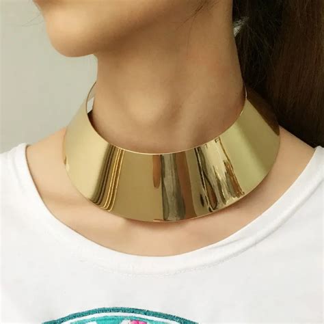 Wide Metal Torques Punk Choker For Women Big Jewelry Maxi Collar