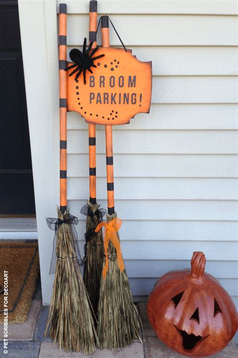 Broom Parking Halloween Decor Garden Sanity By Pet Scribbles