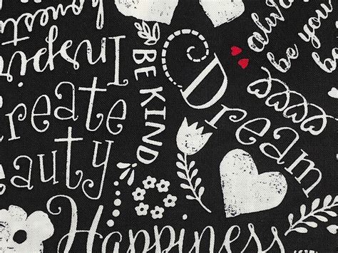 Happy Words Scribbles Word Fabric Quilting Fabric Cotton Etsy