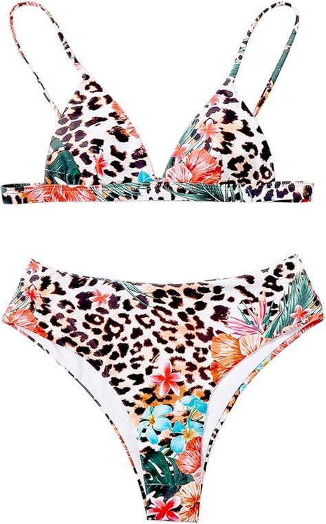 Sommer Bikini Damen Push Up Leopard Sexy Bikini Sets V Ausschnitt