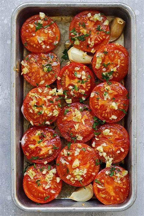 Garlic Roasted Tomatoes Easy And Healthy Roasted Tomatoes Topped With