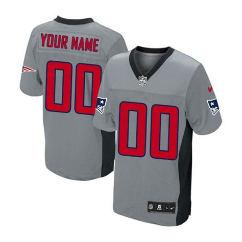 Nike New England Patriots Mens Customized Elite Grey Shadow Jersey