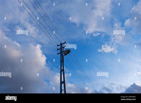 Electric Pole And Wires Stock Photo Alamy