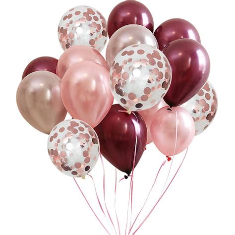 Buy Funprt Burdy Latex Balloon And Rose Gold Confetti Balloons 12 Inch