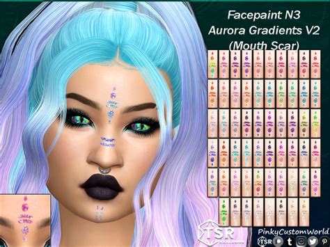 The Sims Resource Facepaint N3 Aurora Gradients V2 Mouth Scar