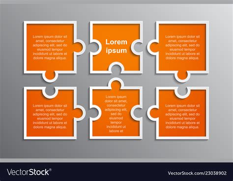 Puzzle Infographics Jigsaw Six Steps Royalty Free Vector