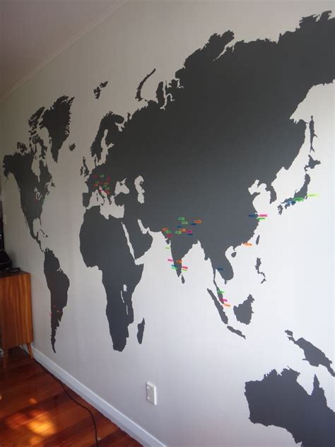 Free World Map Vinyl Wall Decal Parade World Map With Major Countries