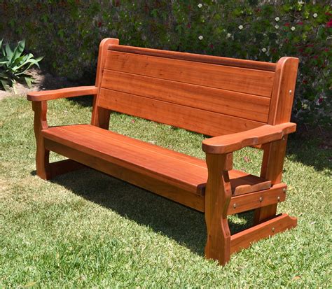 Rustic Wood Bench With Back For Garden Seating Forever Redwood