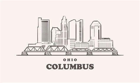 Premium Vector Columbus Skyline Ohio Drawn Sketch