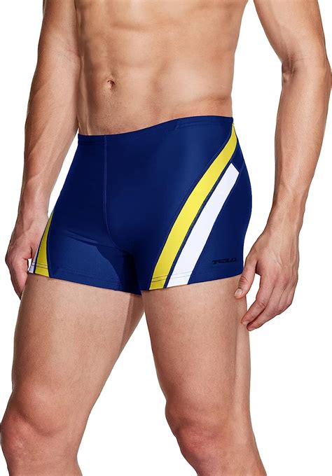 Buy Tsla Clsx Mens Square Leg Swimsuit Jammers Quick Dry Compression Swim Briefs Upf 50