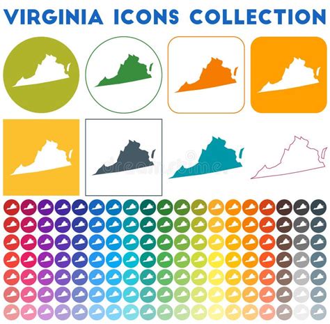 Virginia Icons Collection Stock Vector Illustration Of American