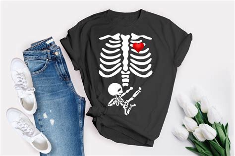Halloween Pregnancy Announcement Pregnant Skeleton Shirt Teeholly