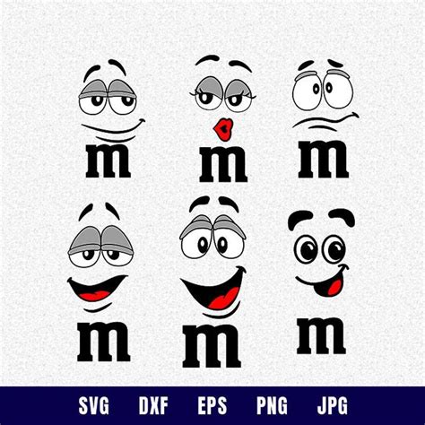 M & M Layered Face Designs SVG EPS DXF Jpg Png Silhouette | Etsy | M&m
