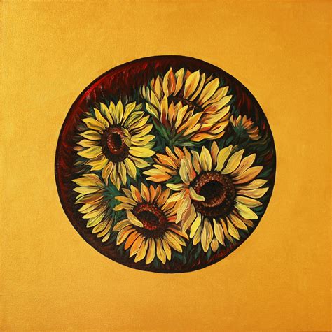 Sunflower Oil Painting Floral Original Art Yellow Sun Etsy