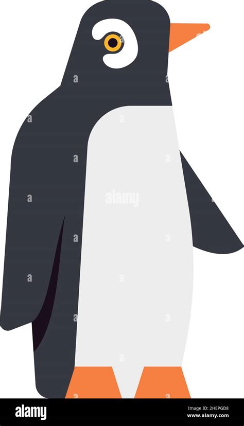Penguin Icon Antarctic Bird Standing Cute Winter Animal Stock Vector