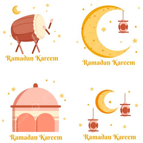 Ramadan Badge Png Picture Set Of Ramadan Badge Flat Illustration