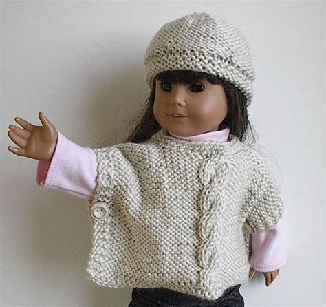 18 Doll Poncho Set Knit By Lavenderlore To Fit The American Girl Doll
