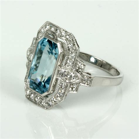 Buy Aquamarine And Diamond Ring In 18ct White Gold Sold Items Sold