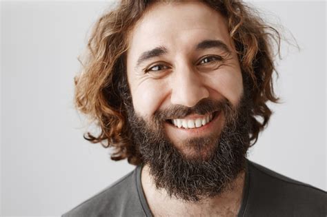 Free Photo Close Up Of Handsome Smiling Bearded Middle Eastern Man Happy
