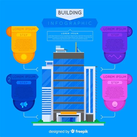 Free Vector Modern Office Building Infographic With Flat Design