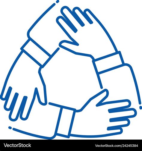 Teamwork Hand Hands On Each Other Working Group Vector Image