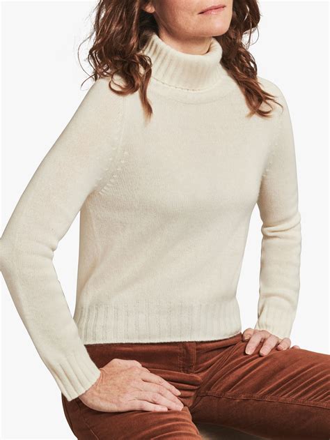 Pure Collection Cashmere Ribbed Polo Neck Sweater Soft White At John