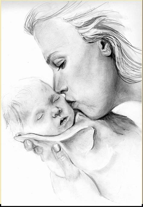 Simple Mother And Baby Sketch Mothersj