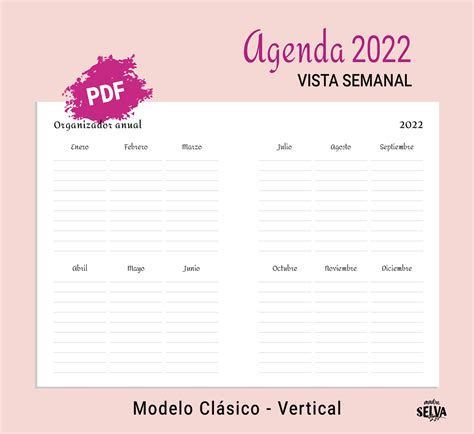 Pdf Agenda Vista Semanal Modelo Clásico Vertical Etsy