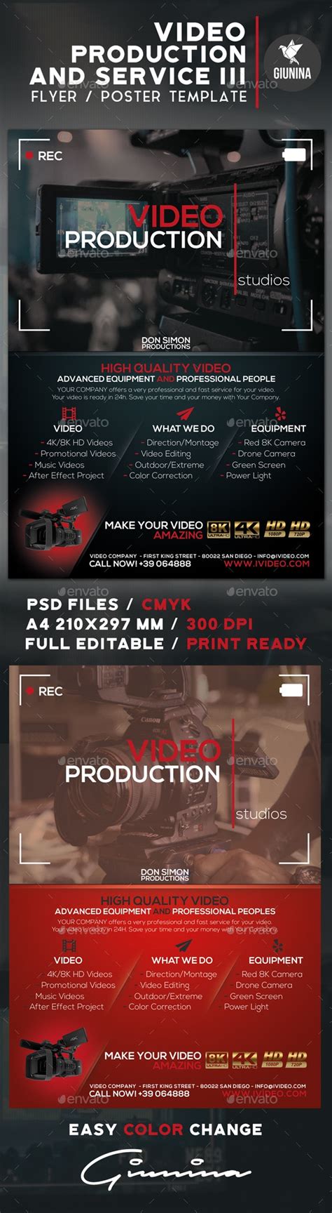 Video Production And Services 3 Flyerposter Print Templates