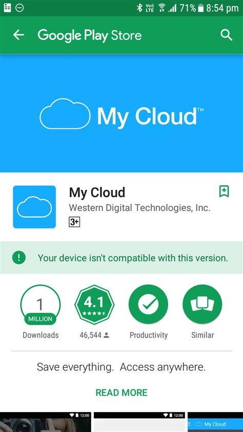 Check that your my cloud drive is connected to your router and powered on. My Cloud app for Android and Windows - My Cloud - WD Community