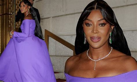 Naomi Campbell 51 Has A Purple Reign In Strapless Ball Gown At The