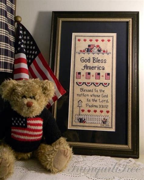 God Bless America Counted Cross Stitch Sampler Instant Pattern Etsy