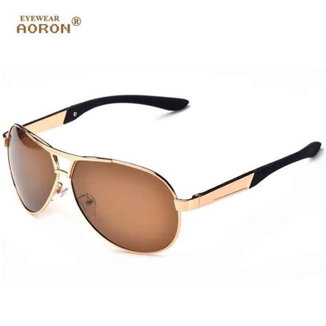 fuzweb aoron vintage polarized sunglasses men gold frame driving men uv400 eyewear gafas oculos