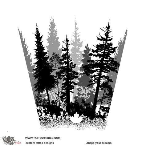 Forest Maple Leaf Forest Trees Original Tribal Tattoo Design
