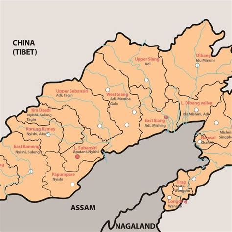 Arunachal Pradesh Districts Map Arunachal Pradesh India Map States