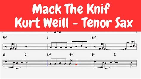 🔴 Mack The Knife V2 Kurt Weill Tenor Sax Youtube