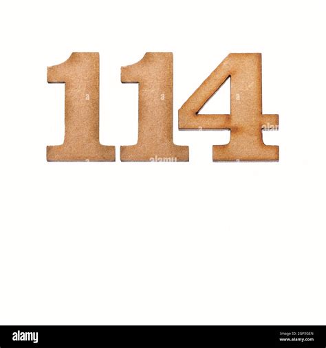 Number 114 In Wood Isolated On White Background Stock Photo Alamy