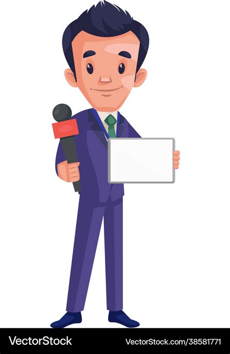 Journalist Boy Cartoon Character Royalty Free Vector Image