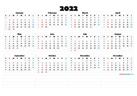 2022 Calendar With Week Numbers Printable 6 Templates Printable Images