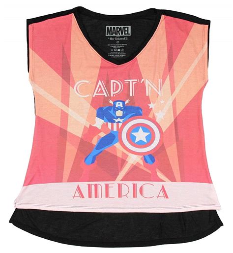 her universe adult women superhero captain america tank top shirt v neck tee size large