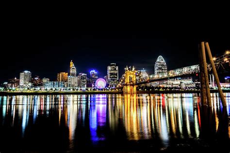 Cincinnati Ohio Skyline At Night Photograph By Bruce Morris Pixels