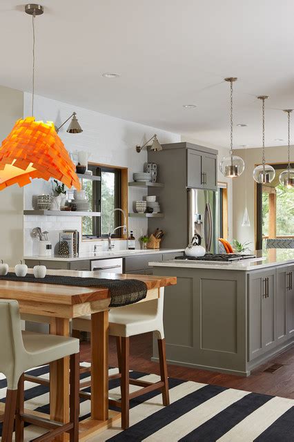 Orange kitchen cabinets give the color of the house with harmony, after you choose the colour of your interior, bring refined shades of the same shade your walls like orange kitchen cabinets, lighting choices as well as must be in harmony using the natural light that surrounds the space. 12 Beautiful Gray Kitchen Cabinets - Interiors By Color