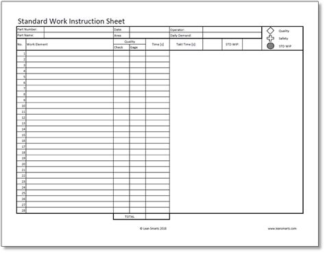 Standard Work Process Template