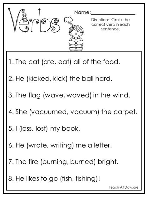 10 Printable Choose The Correct Verb Worksheets 1st 2nd Grade Etsy India