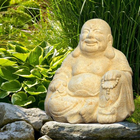 Objekte und statuen für den garten, den innenbereich und weitere dekorationsartikel mit dem beliebten motiv können sie hier kaufen. Lucky Buddha Figur aus Stein - Samadhi • Gartentraum.de