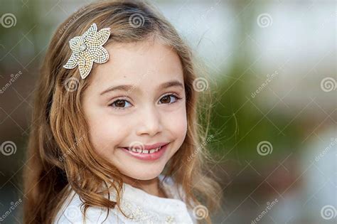 Sweet Six Years Old Blonde Girl Outdoors Stock Image Image Of