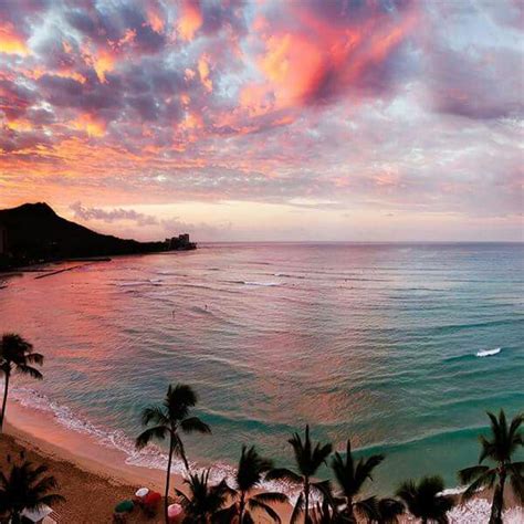 Sunset Over Hawaii Hawaii Honolulu Sunset